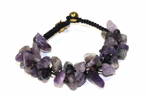 Raw Amethyst Stone Bracelet - Crystals & Gemstones