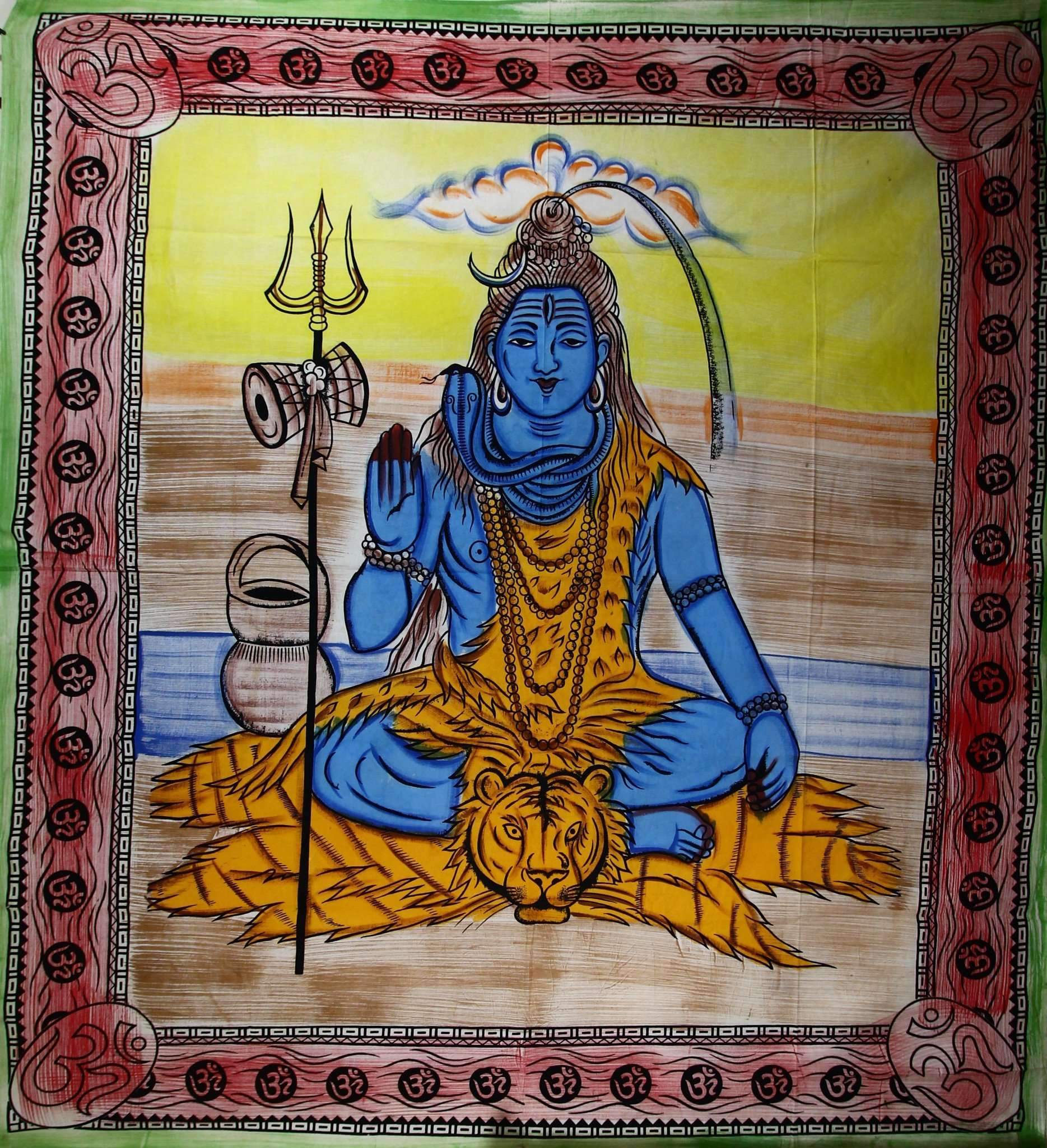 Third Eye Shiva with Trishul & Om Tapestry - Spiritual & Wellness