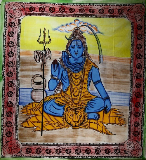 Third Eye Shiva with Trishul & Om Tapestry - Spiritual & Wellness