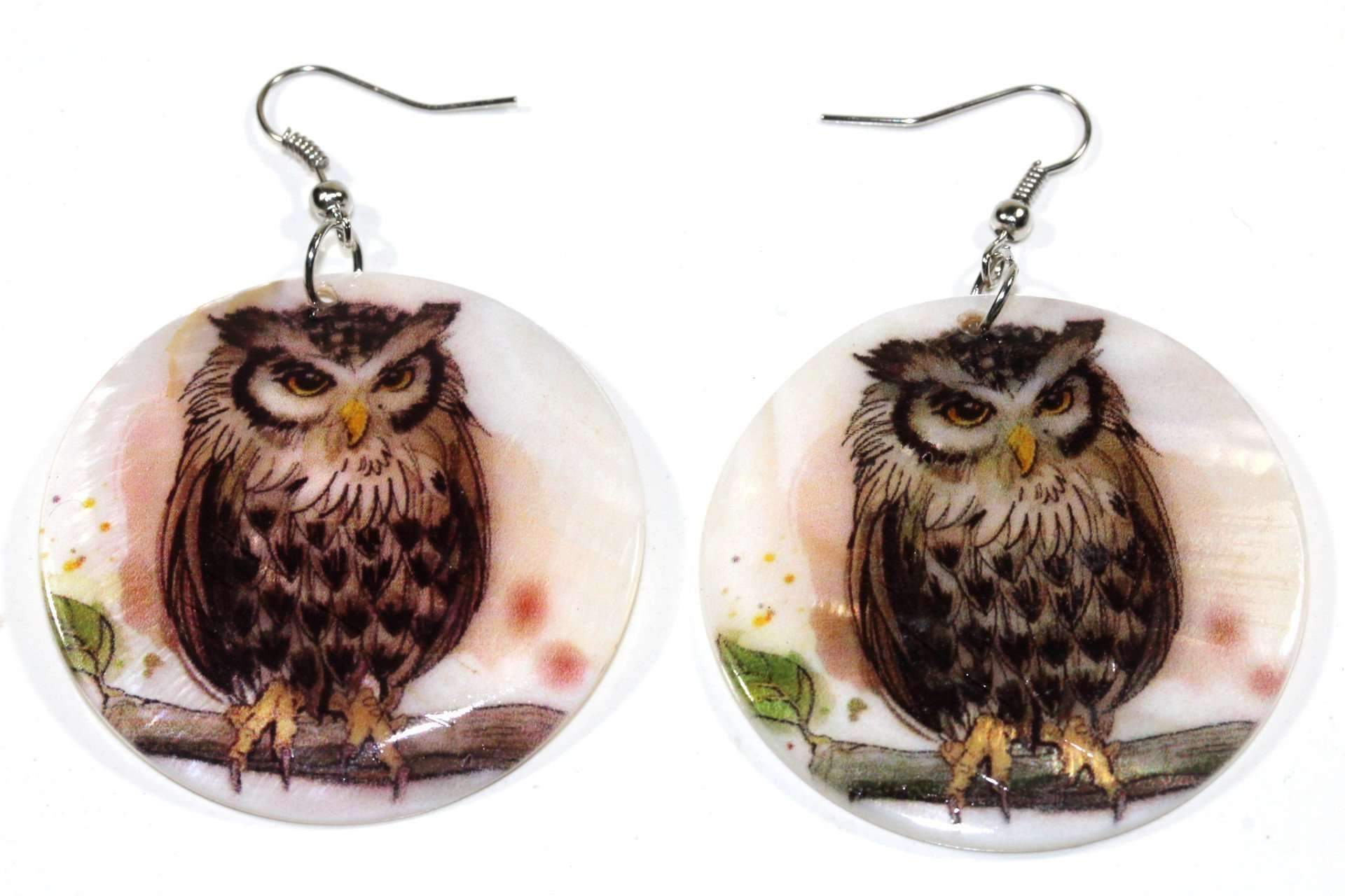 Wise Owl Mother of Pearl Earrings - Artisan Fashion Accessories