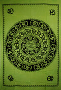 Green Om Shanti Mandala Handloom Tapestry - Spiritual & Wellness