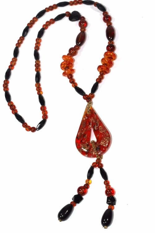 Pear Pendant Gypsy Style Shimmer Necklace - Necklaces