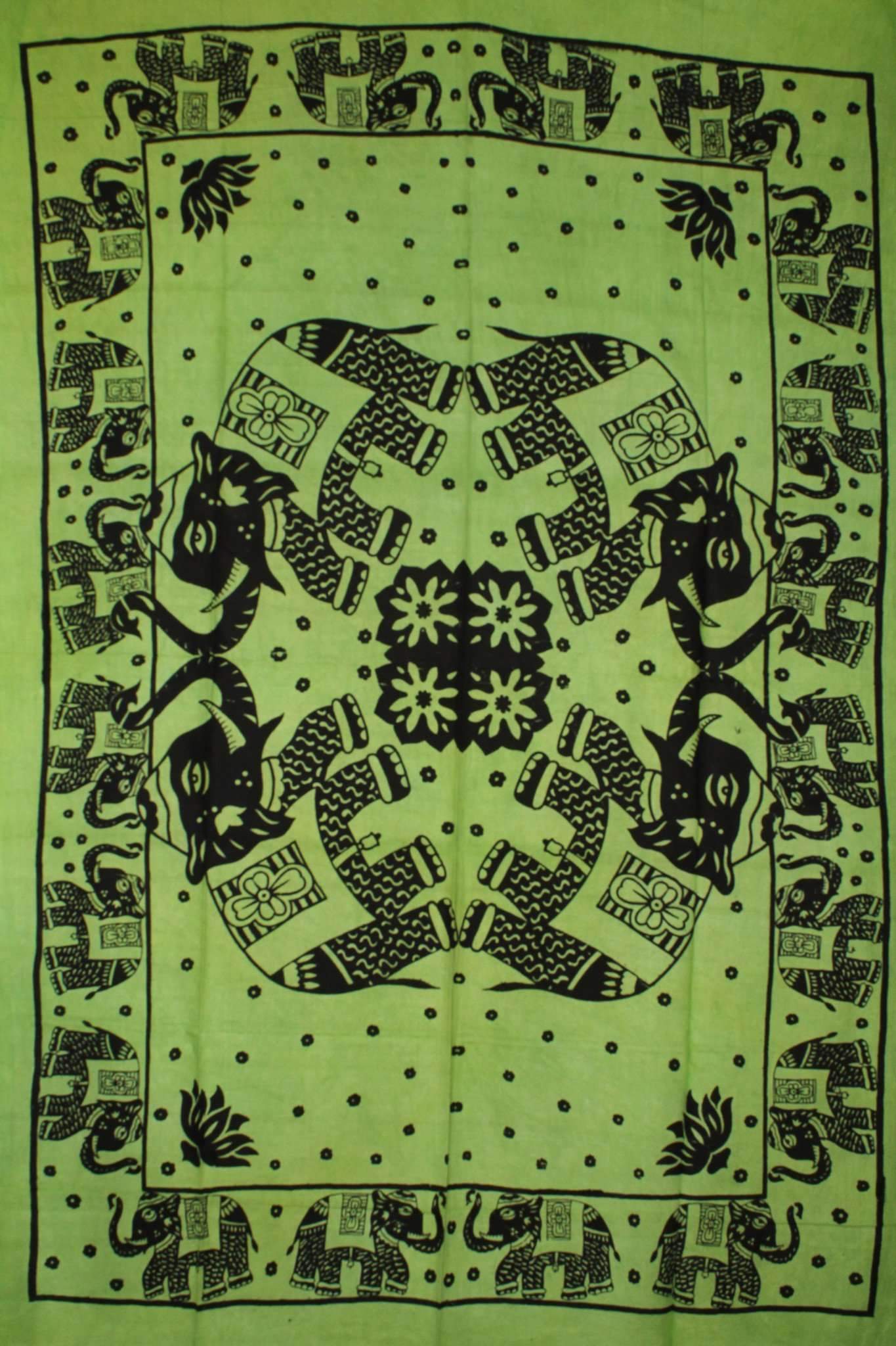 Trunk Up Good Luck Mirrored Elephants Tapestry - Spiritual & Wellness