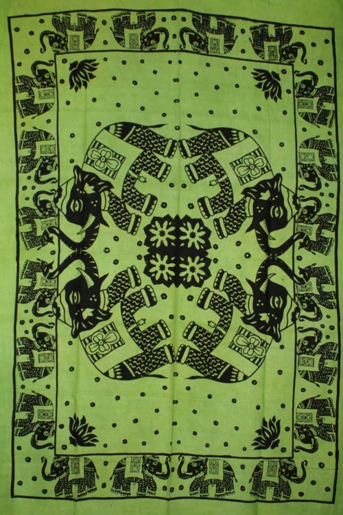 Trunk Up Good Luck Mirrored Elephants Tapestry - Spiritual & Wellness