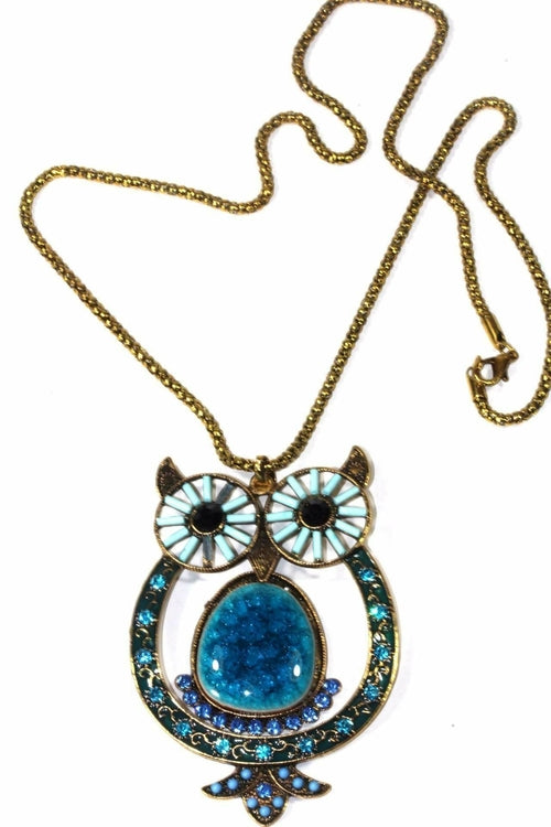 Big Owl Shimmer Pendant Necklace - Artisan Fashion Accessories