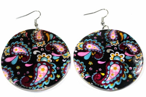 Paisley Mehndi Henna Art Mother of Pearl Earrings - Artisan Fashion Accessories