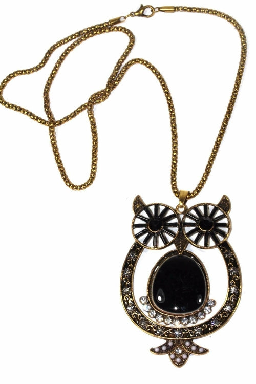 Big Owl Shimmer Pendant Necklace - Artisan Fashion Accessories