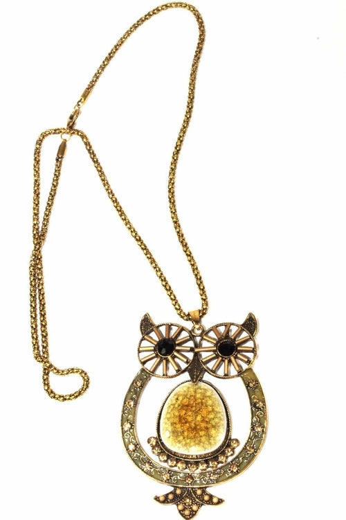 Big Owl Shimmer Pendant Necklace - Artisan Fashion Accessories