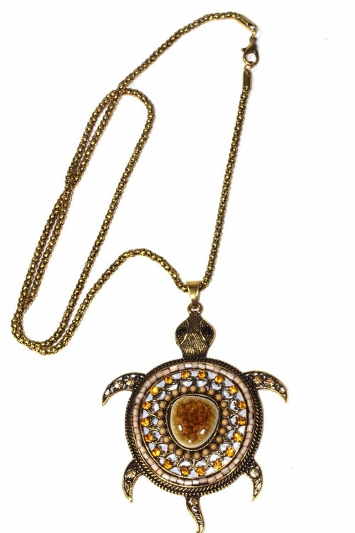 Big Turtle Shimmer Pendant Necklace - Artisan Fashion Accessories