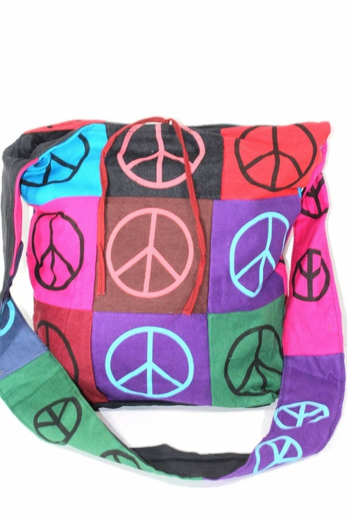 Pop Art Peace Patchwork Jhola Sling Bag - Artisan Fashion Accessories