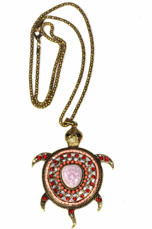 Big Turtle Shimmer Pendant Necklace - Artisan Fashion Accessories