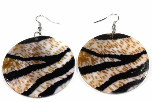 Animal Instinct Mother of Pearl Disc Earrings - Artisan Fashion Accessories
