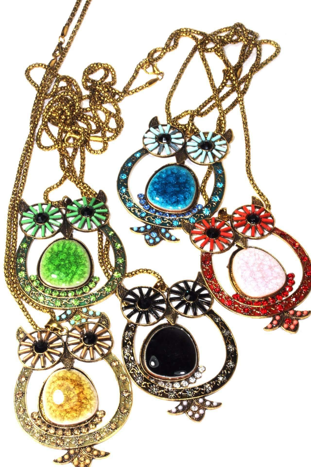 Big Owl Shimmer Pendant Necklace - Artisan Fashion Accessories