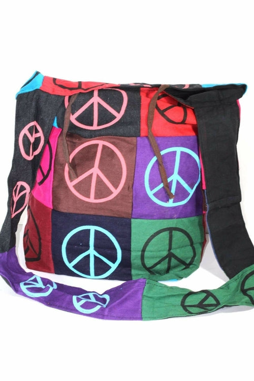 Pop Art Peace Patchwork Jhola Sling Bag - Artisan Fashion Accessories