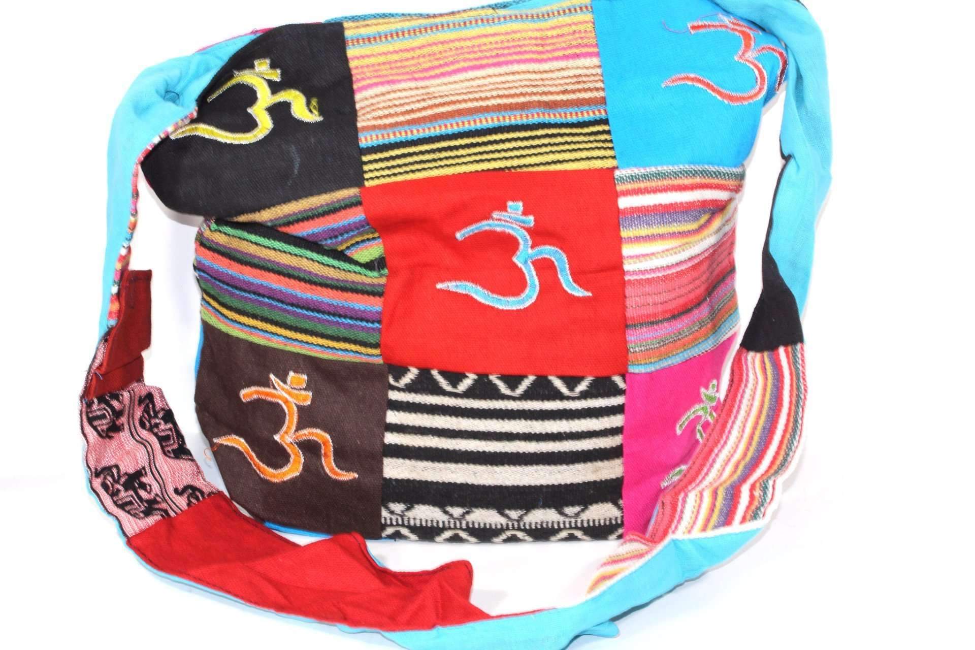 Om with Durrie Patchwork Sling Jhola Bag - Spiritual & Wellness