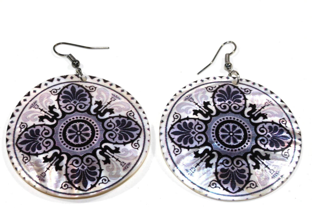 Mandala Chakra Art Mother Of Pearl Earrings - Spiritual & Wellness