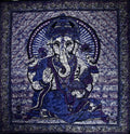 Blue Ganesha Holding Lotus Flower Batik Style Tie Dye Tapestry - Spiritual & Wellness