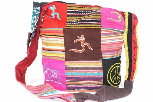 Mixed Symbols Durrie Patchwork & Pop Art Sling Bag - Artisan Fashion Accessories