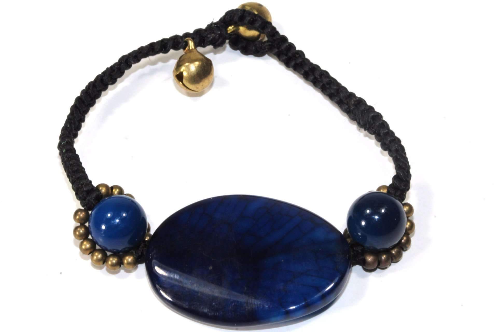 Blue Agate Slice & Rounds Bracelet - Crystals & Gemstones