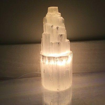 Selenite Skyscraper Lamp | Small Crystal Light | Inner Peace