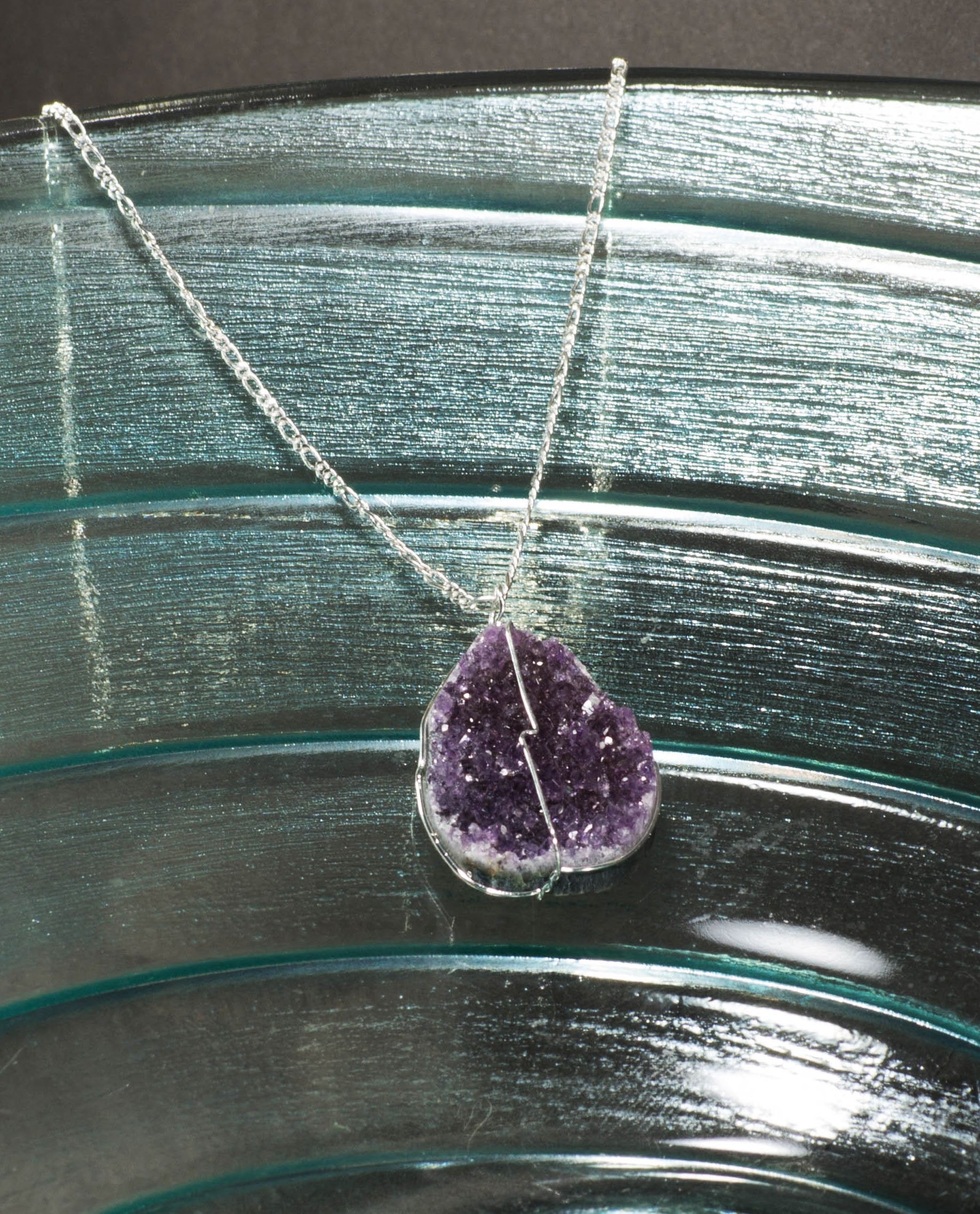 Druse Crystal Pendant on Silver Chain - Spiritual & Wellness