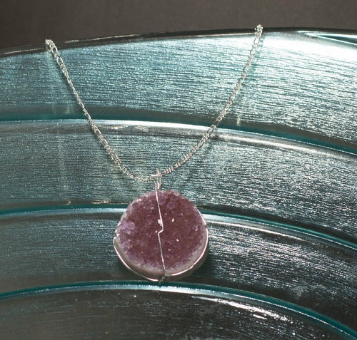 Druse Crystal Pendant on Silver Chain - Spiritual & Wellness