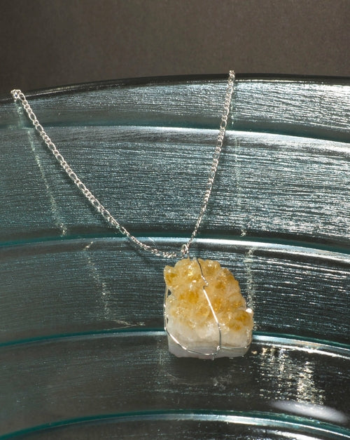 Druse Crystal Pendant on Silver Chain - Spiritual & Wellness