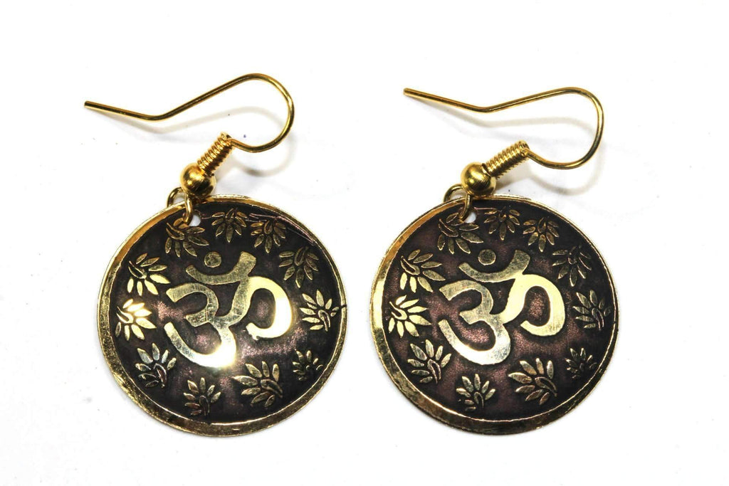 Lotus Petals & Om Yoga Earrings - Spiritual & Wellness