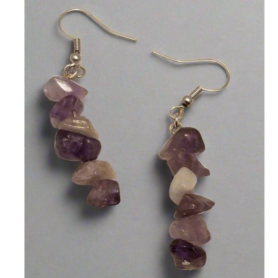 Amethyst Chip Earrings - Earrings