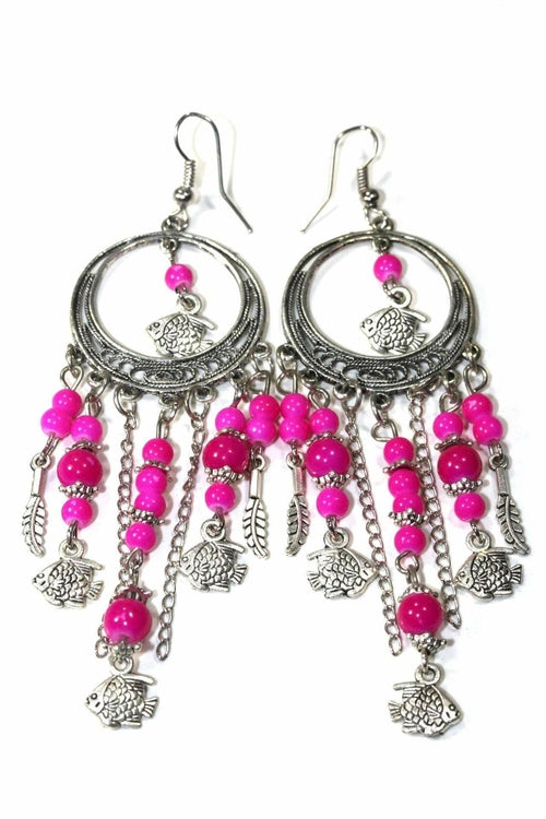 Fish Charms Chandelier Bead Earrings - Artisan Fashion Accessories