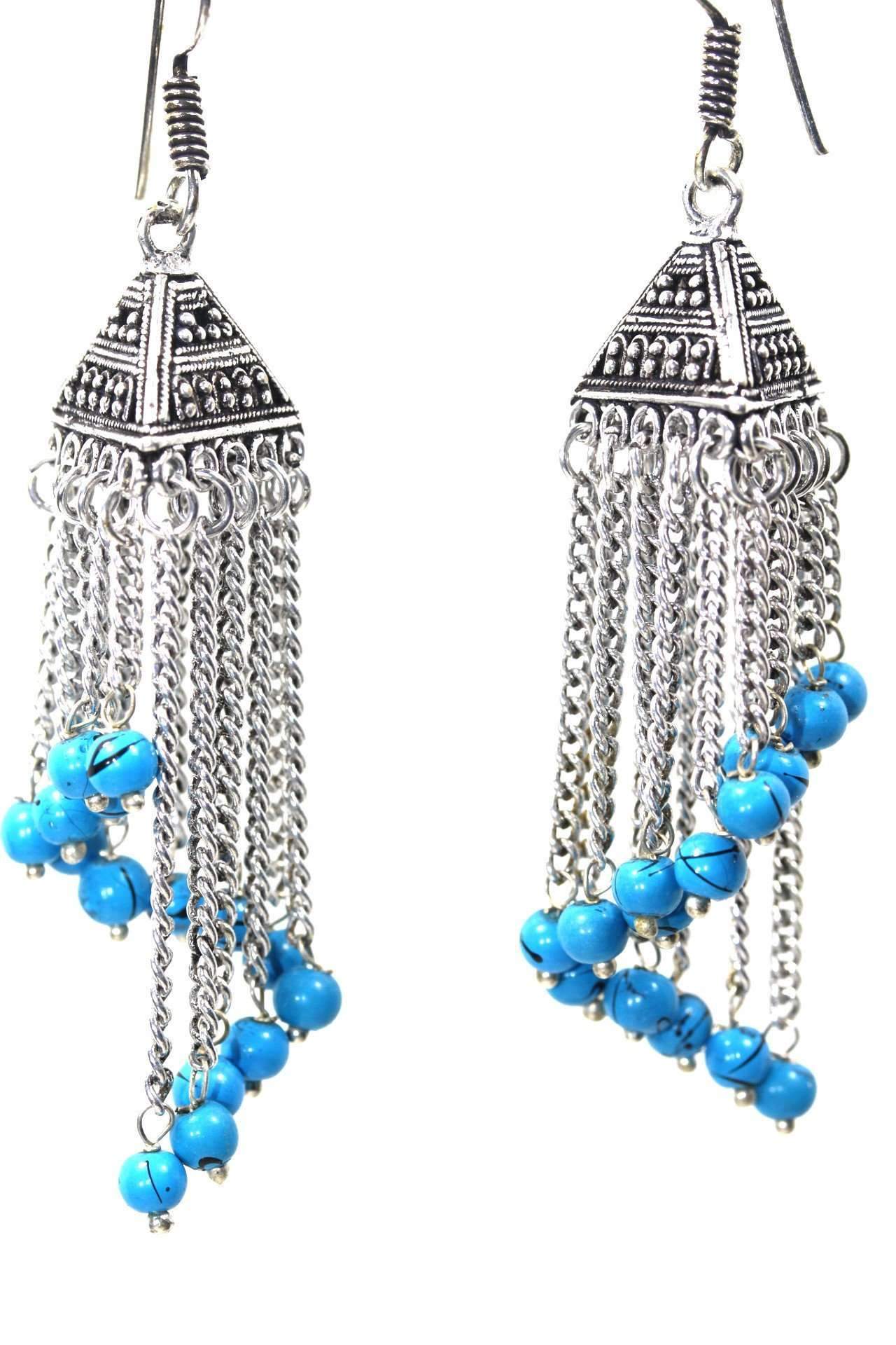 Curving Dangle Chandelier Bead Earrings - Artisan Fashion Accessories