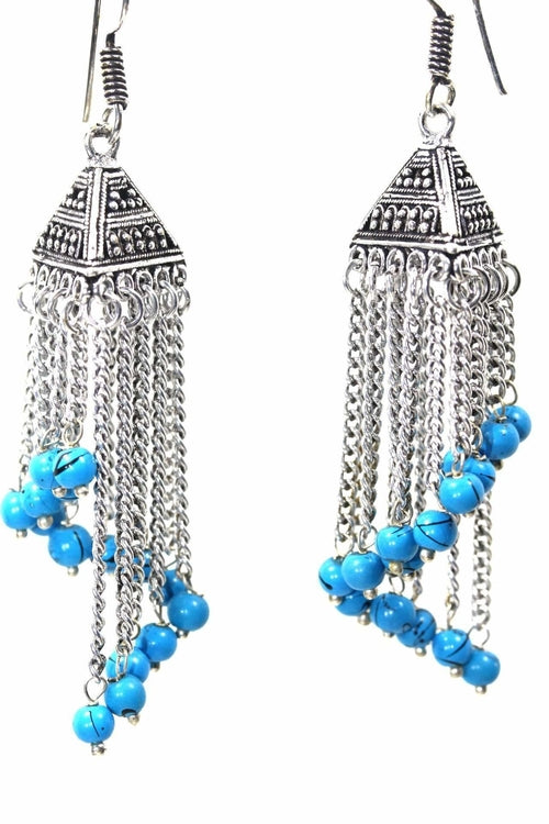 Curving Dangle Chandelier Bead Earrings - Artisan Fashion Accessories