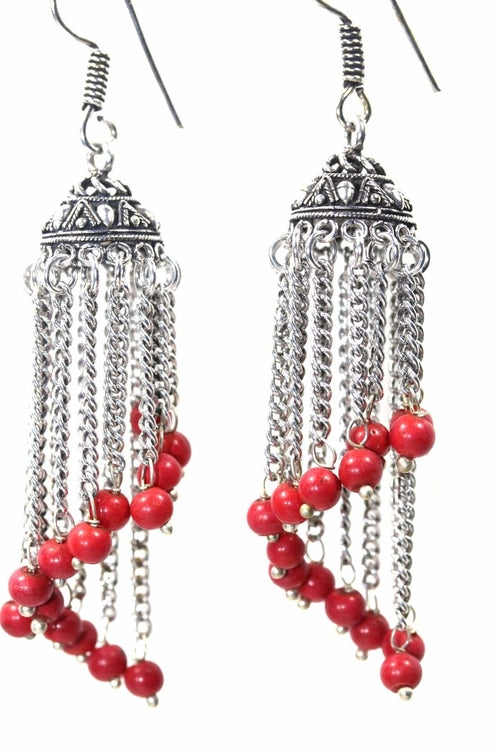 Curving Dangle Chandelier Bead Earrings - Artisan Fashion Accessories
