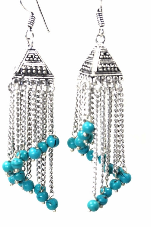 Curving Dangle Chandelier Bead Earrings - Artisan Fashion Accessories