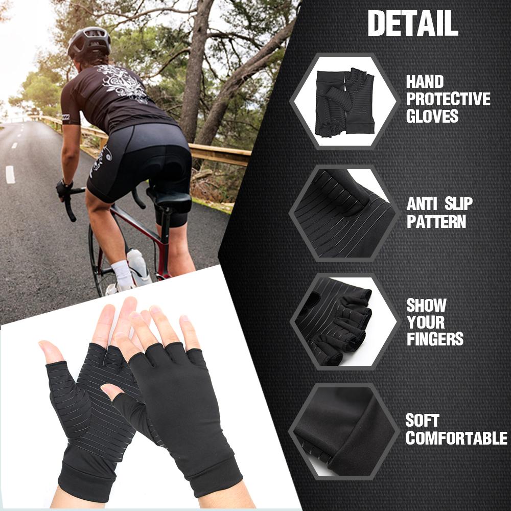 Compression Arthritis Glove Unisex Joint Pain Relief Half Finger - Spiritual & Wellness