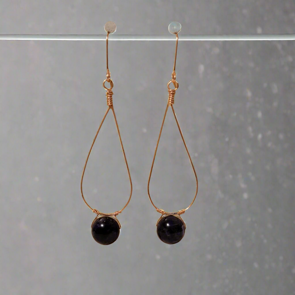 Amethyst Teardrop Earrings - Earrings