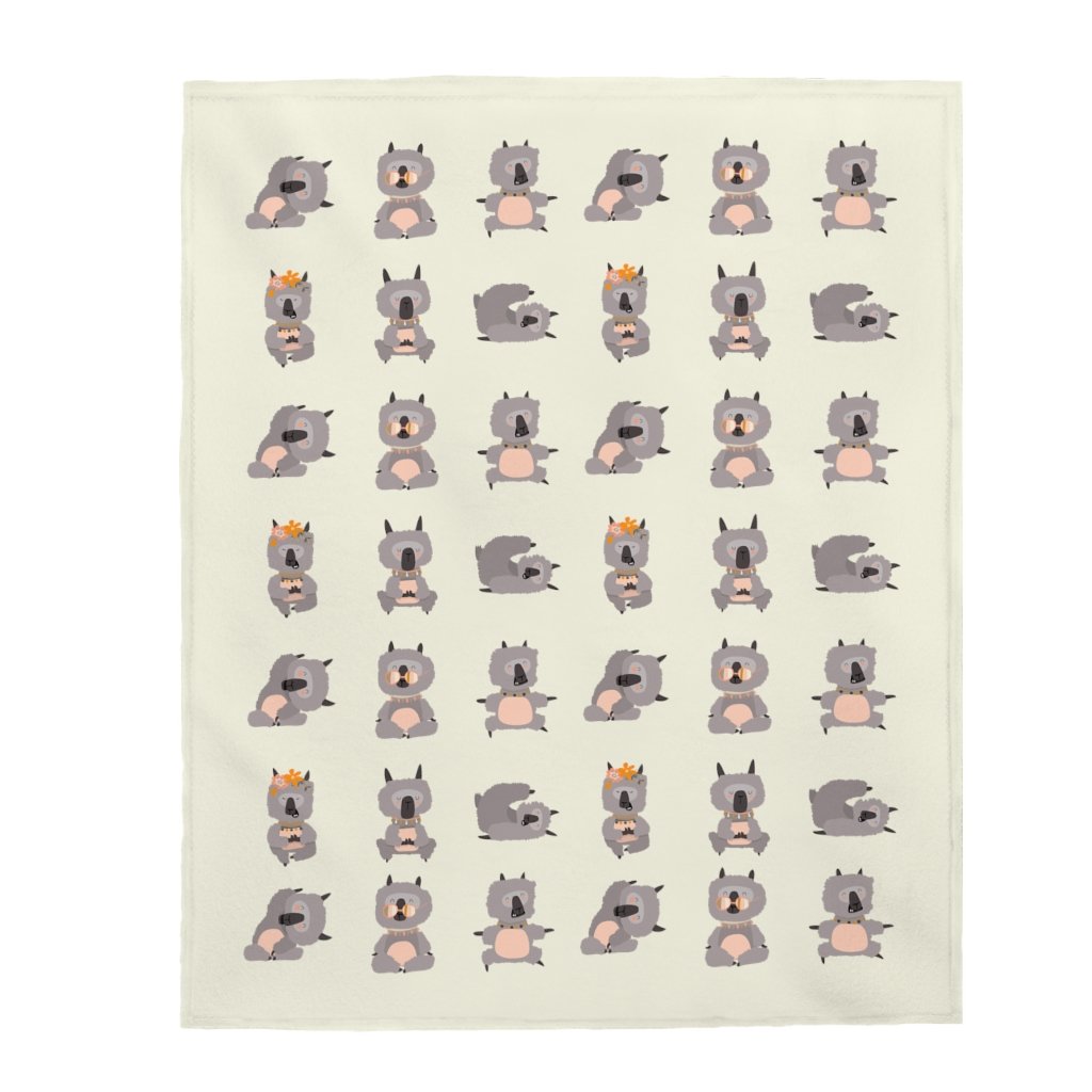 Llama Yoga Poses Velveteen Plush Blanket - Artisan Home Decor