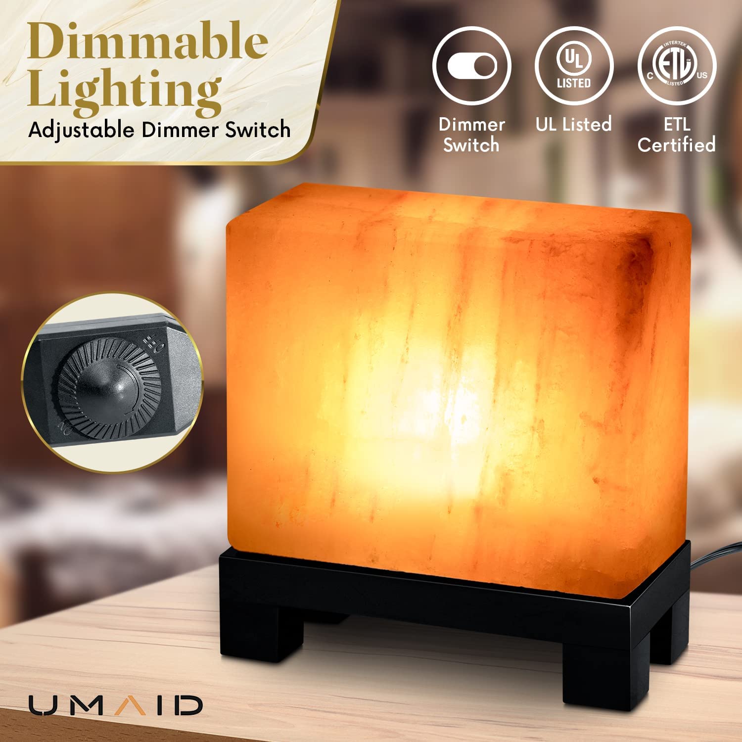 UMAID Authentic Natural Himalayan Salt Lamp Hand-Carved Modern - Spiritual & Wellness