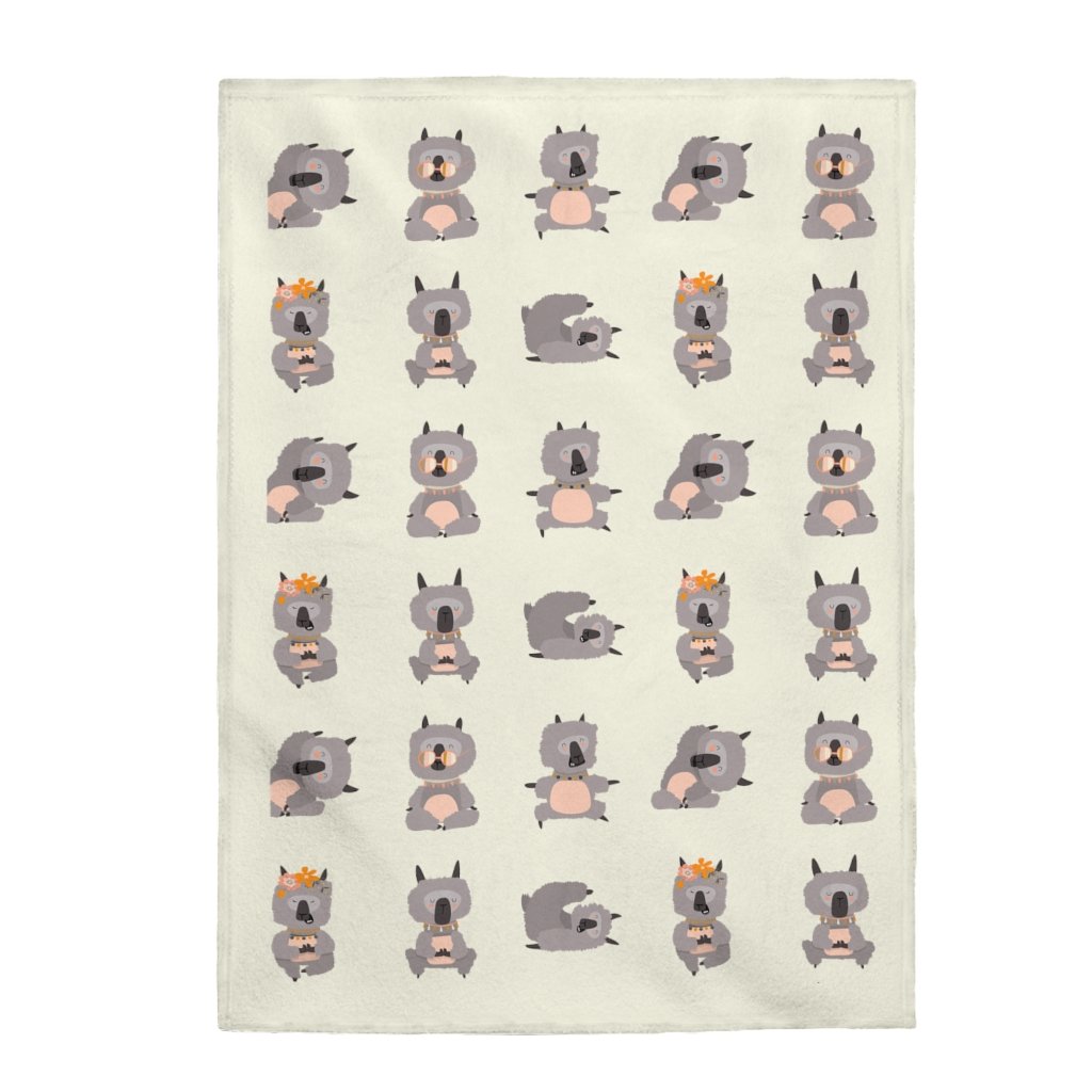 Llama Yoga Poses Velveteen Plush Blanket - Artisan Home Decor
