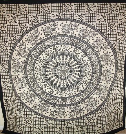 Black Baby Elephant Chakra Mandala Artwork Tapestry - Spiritual & Wellness