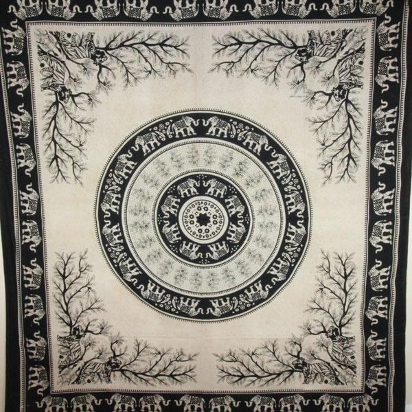 Black Tigers and Elephants Majestic Beasts Tapestry - Spiritual & Wellness