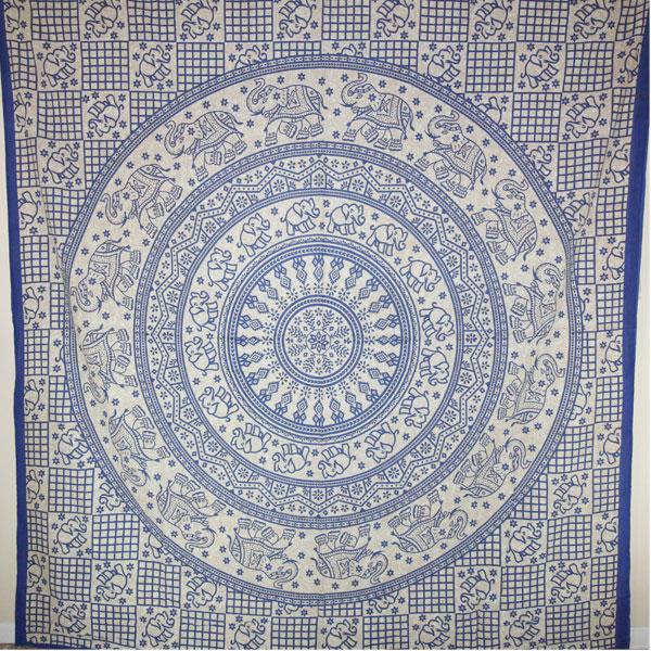 Blue Baby Elephant Chakra Mandala Tapestry - Artisan Home Décor