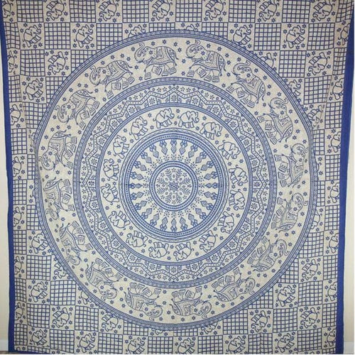 Blue Baby Elephant Chakra Mandala Tapestry - Artisan Home Décor