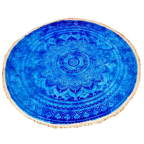 Blue Ombre Round Star Mandala Tapestry Wall Art - Spiritual & Wellness