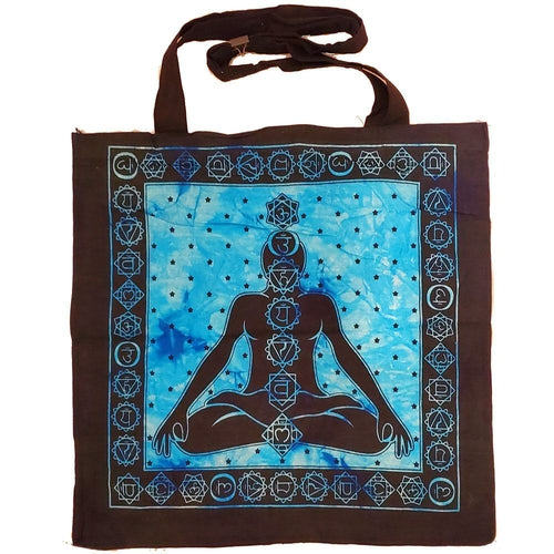 Seven Chakras Avatar Meditation Tie Dye Market Tote Bag Canvas - Spiritual & Wellness
