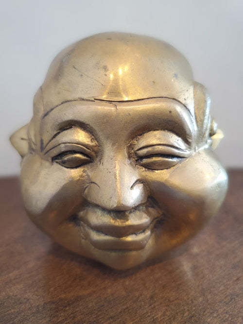 Brass Four Faced Buddha Head Figurine - Spiritual & Wellness
