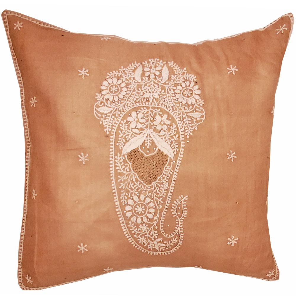 Brinda Embroidery Design Silk Fabric Cushion Cover - Artisan Home Decor