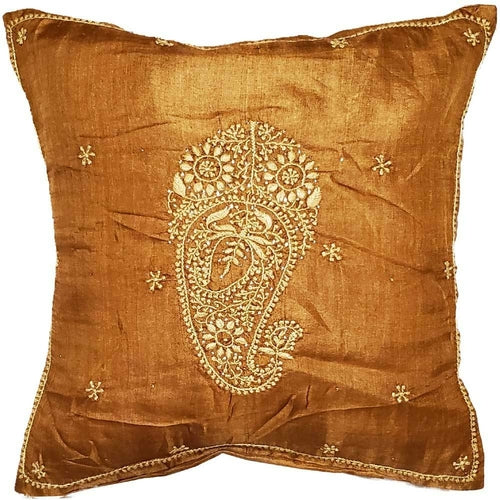 Brinda Embroidery Design Silk Fabric Cushion Cover - Artisan Home Decor