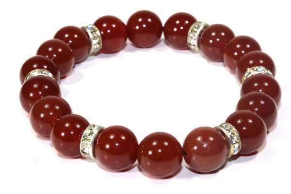 Carnelian & Pave Beads Bracelet - Crystals & Gemstones