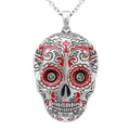 Red Sugar Skull Necklace | Swarovski Crystals | Day of the Dead Style